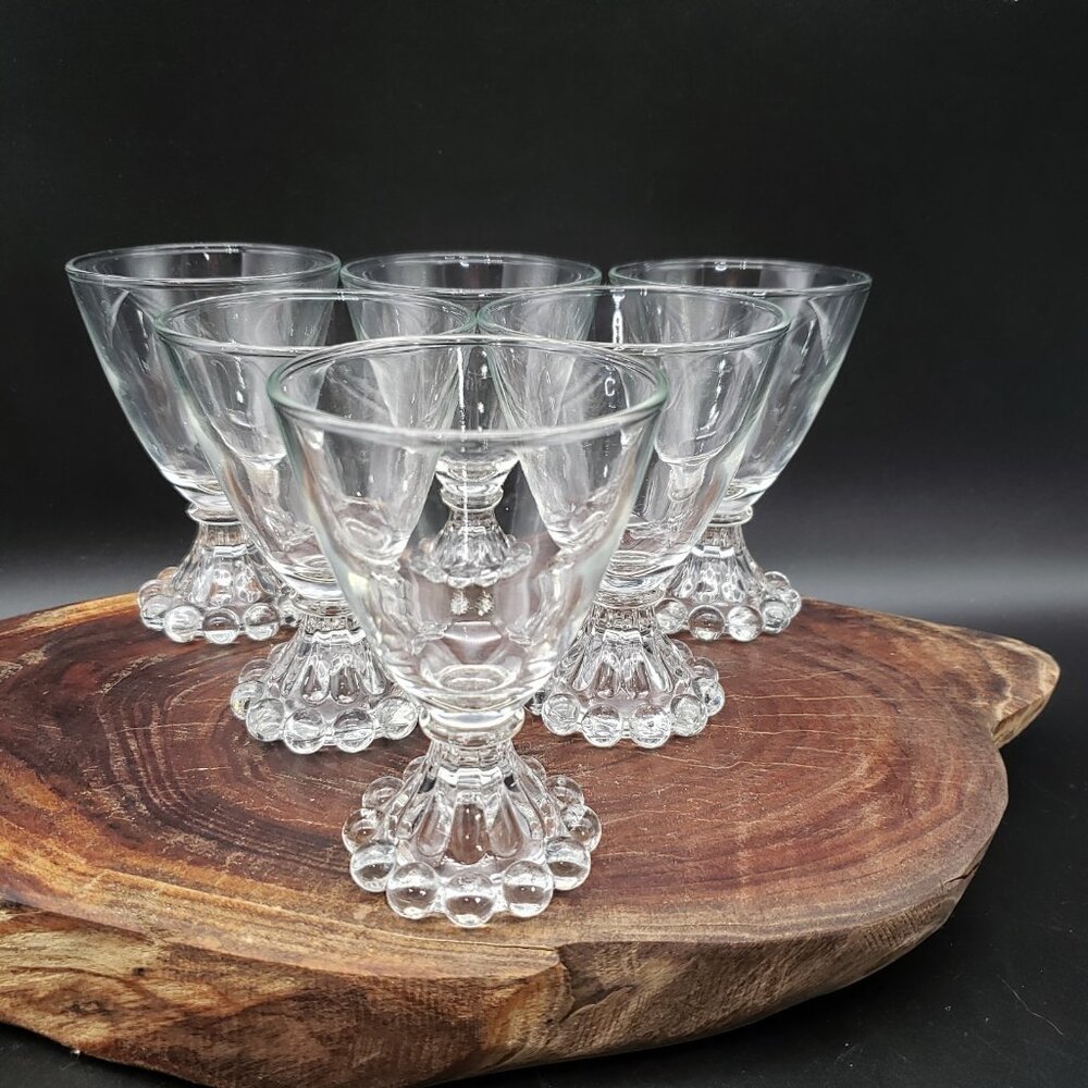 Anchor Hocking Berwick Boopie Clear Liquor Cocktail Glasses Set of Six VTG 3.75"